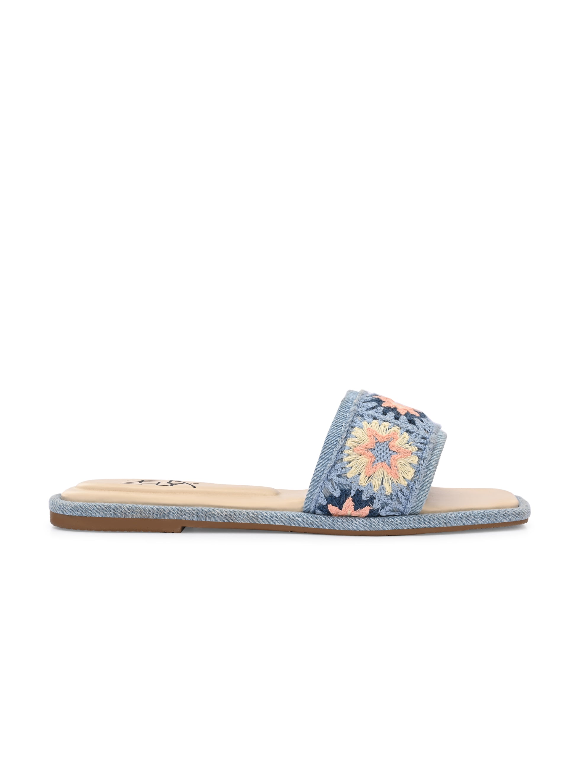 Raha Crochet Denim Flats