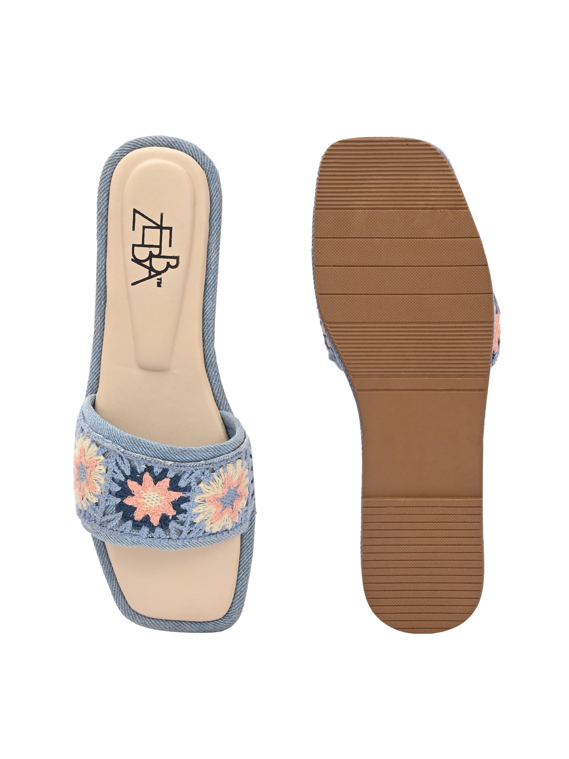 Raha Crochet Denim Flats