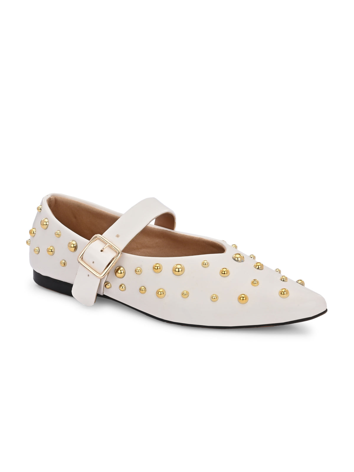 Miso White Studded Ballerina