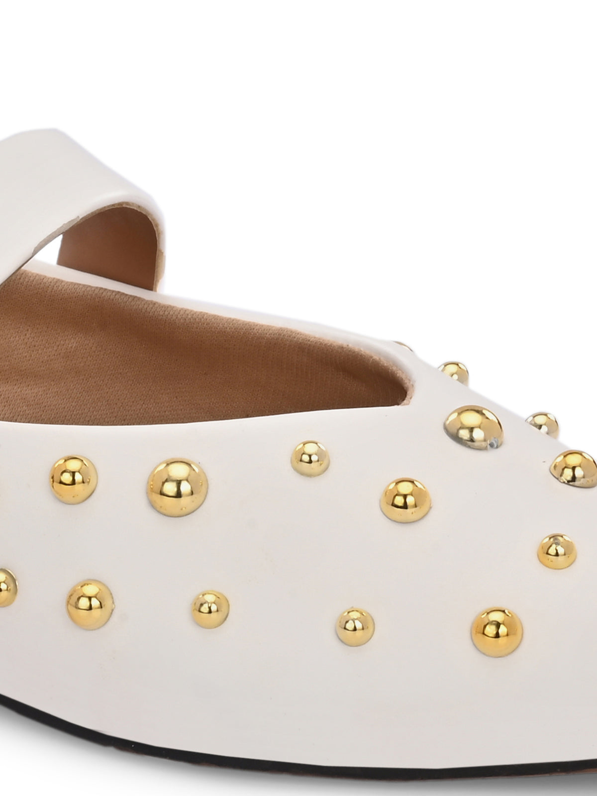 Miso White Studded Ballerina