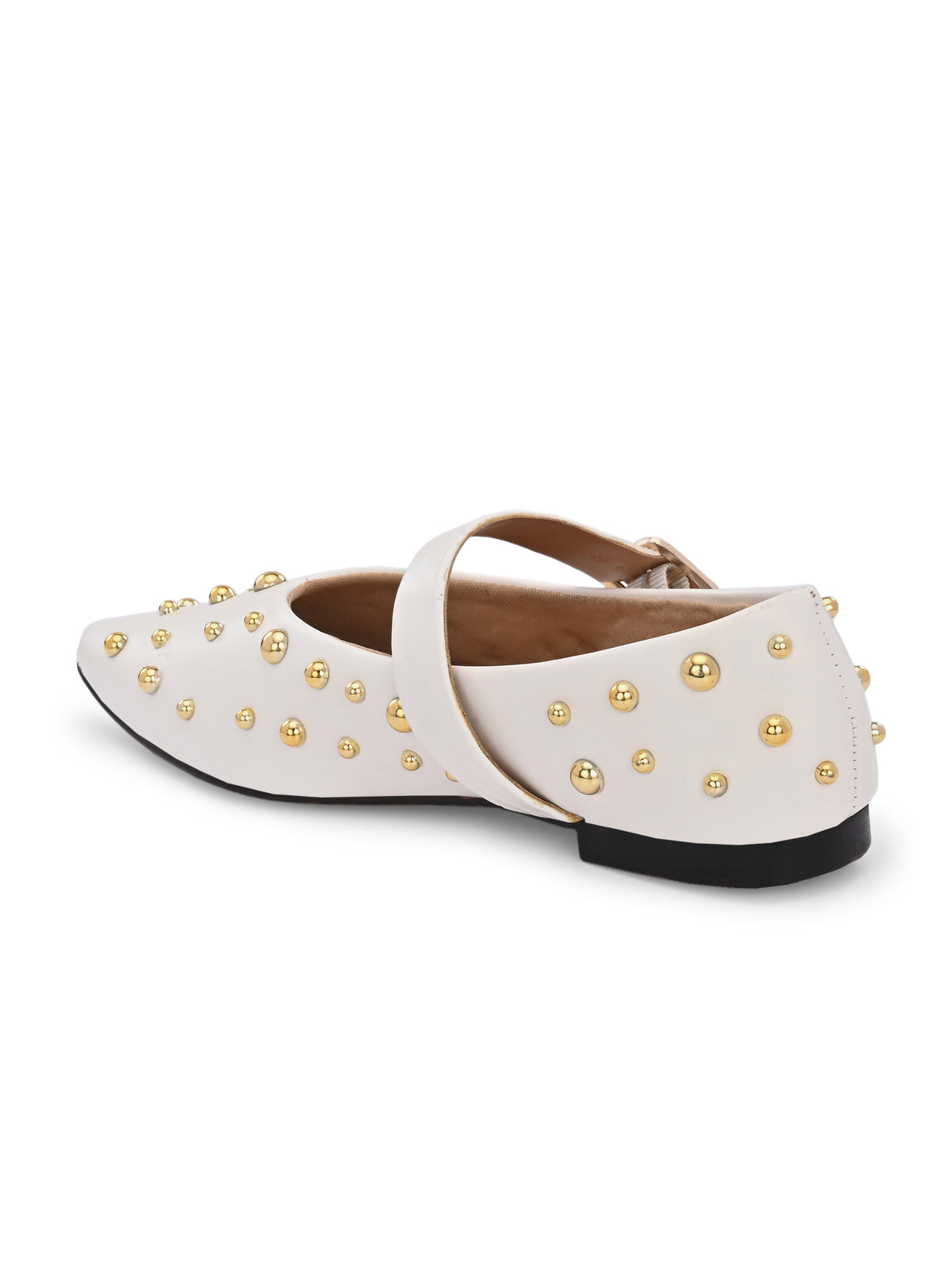 Miso White Studded Ballerina