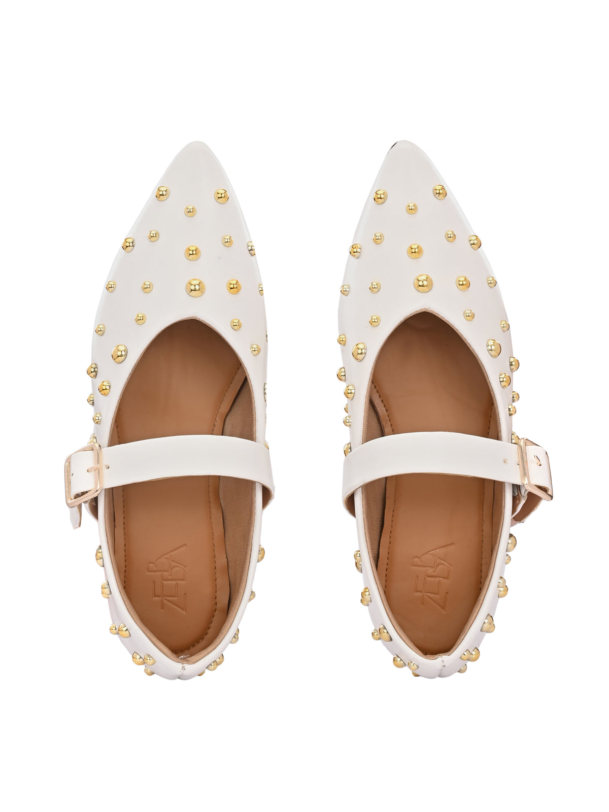 Miso White Studded Ballerina