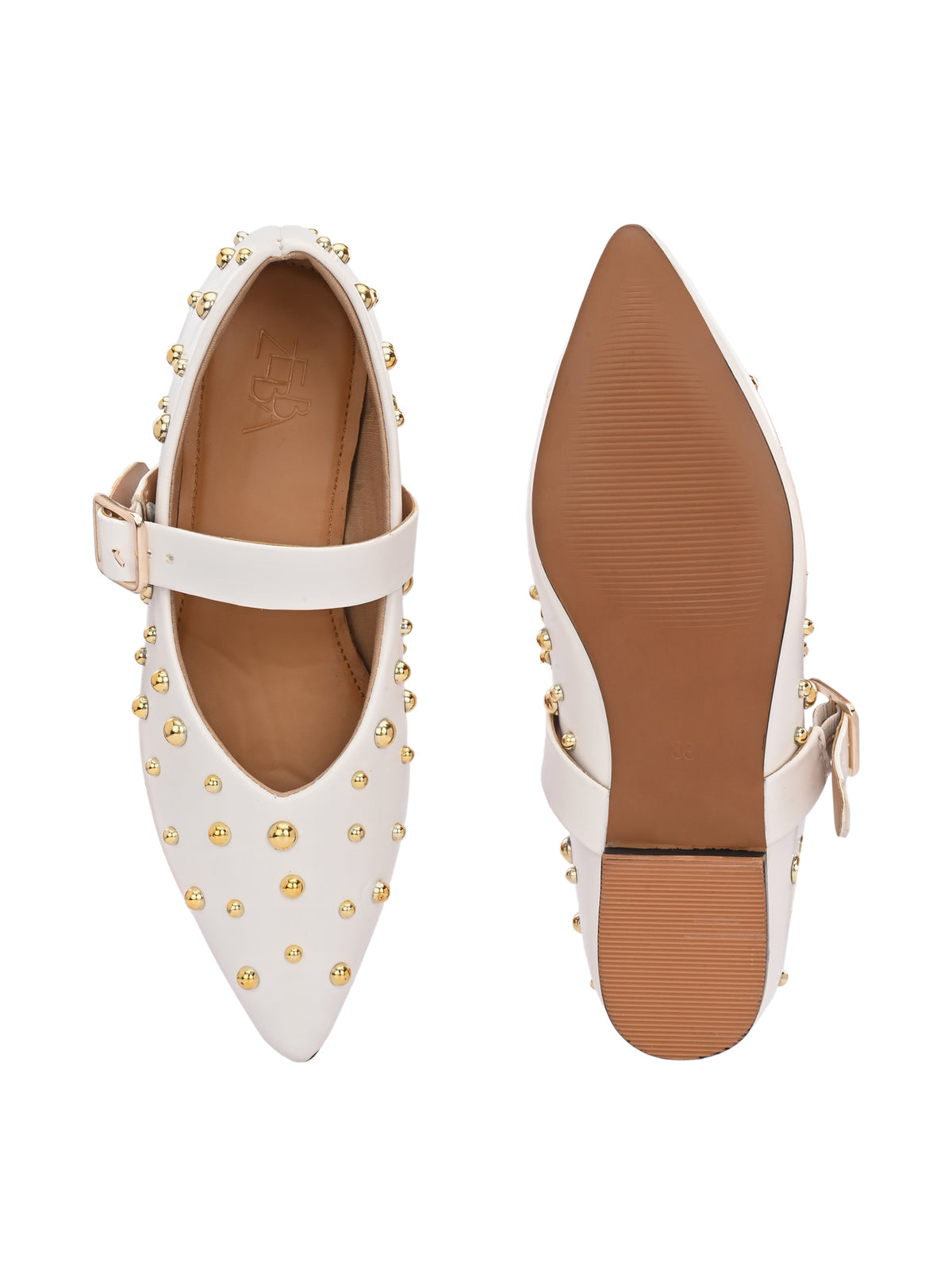 Miso White Studded Ballerina