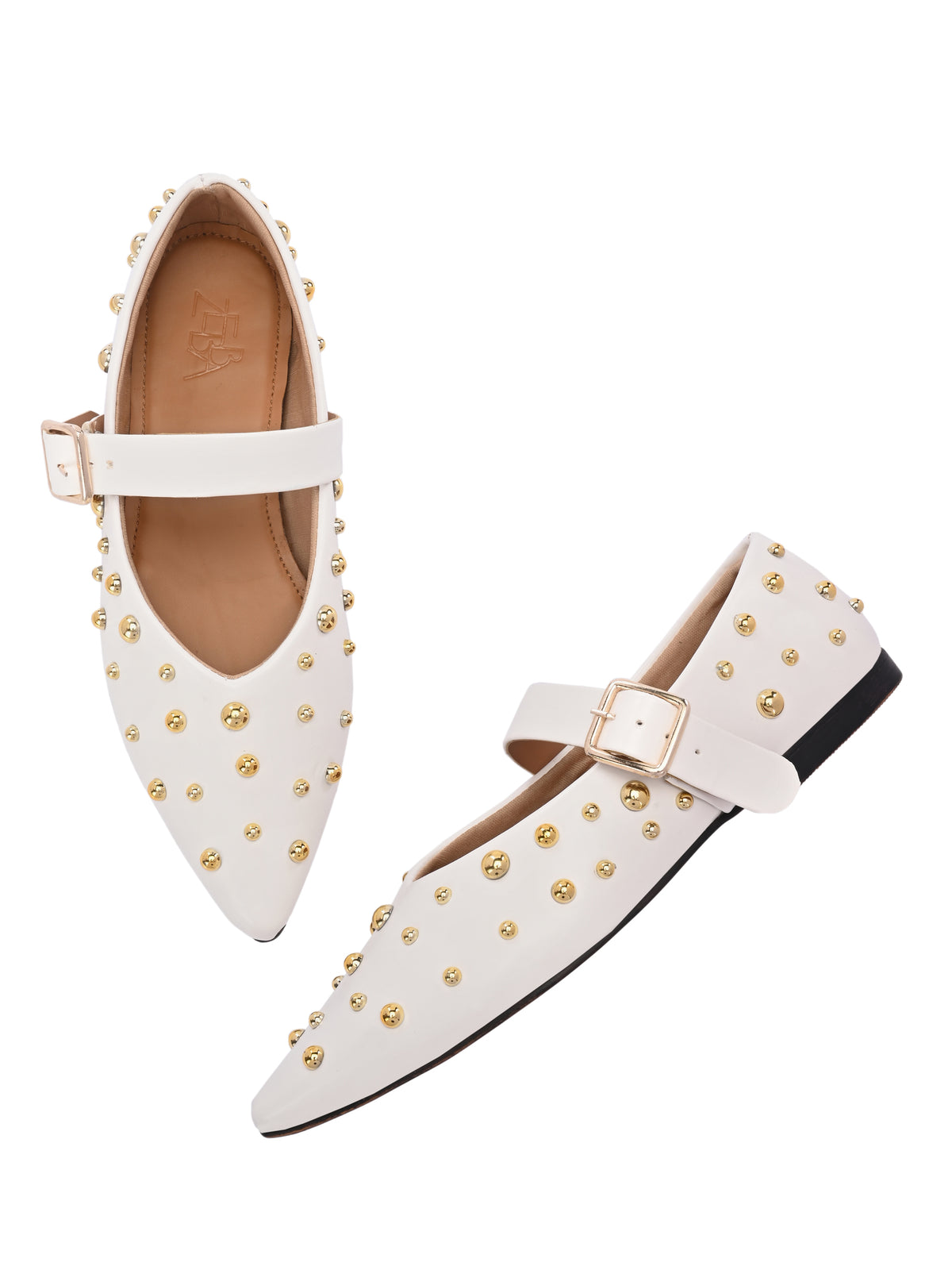 Miso White Studded Ballerina