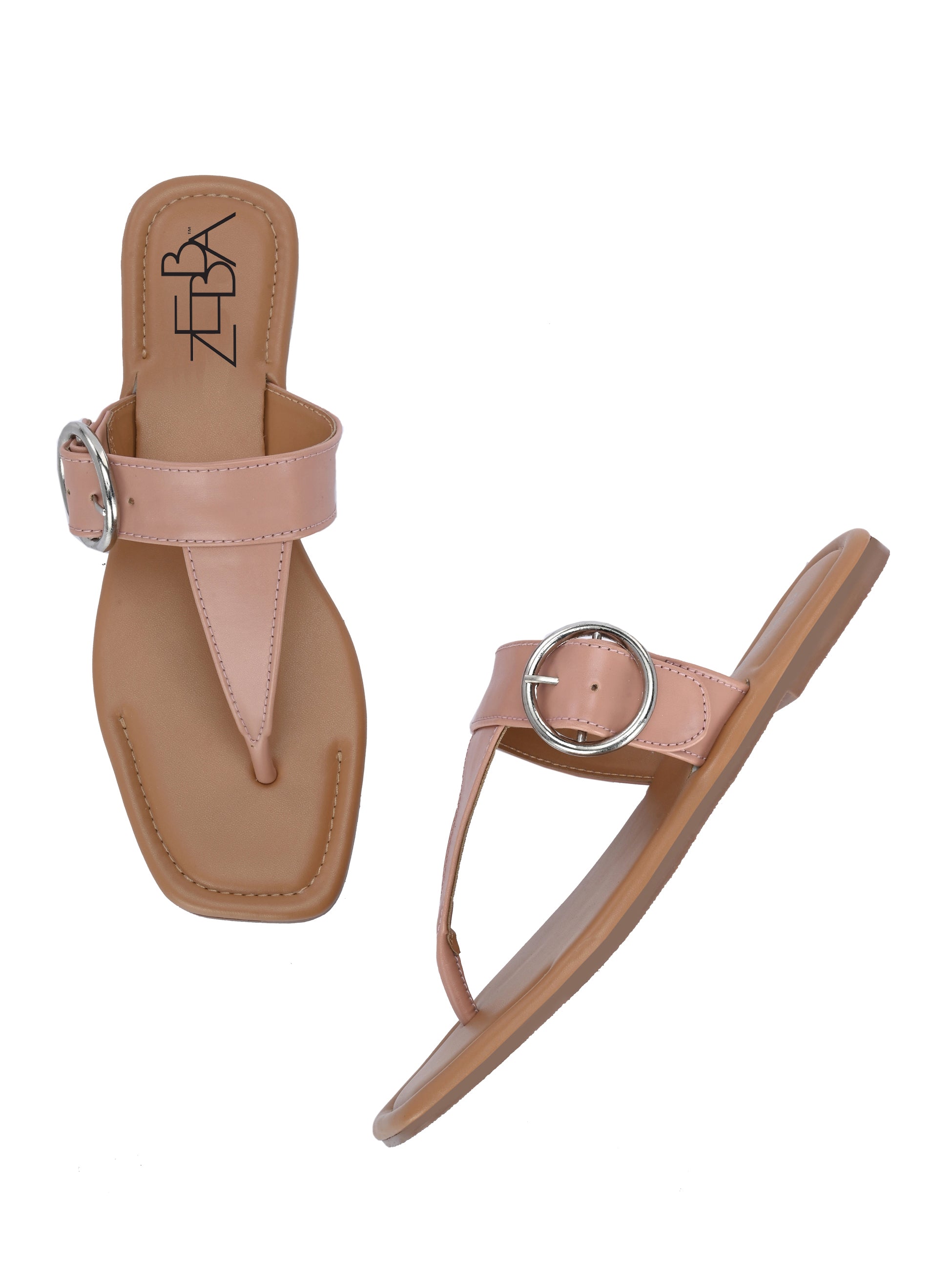 Ziva Nude Buckle Flats