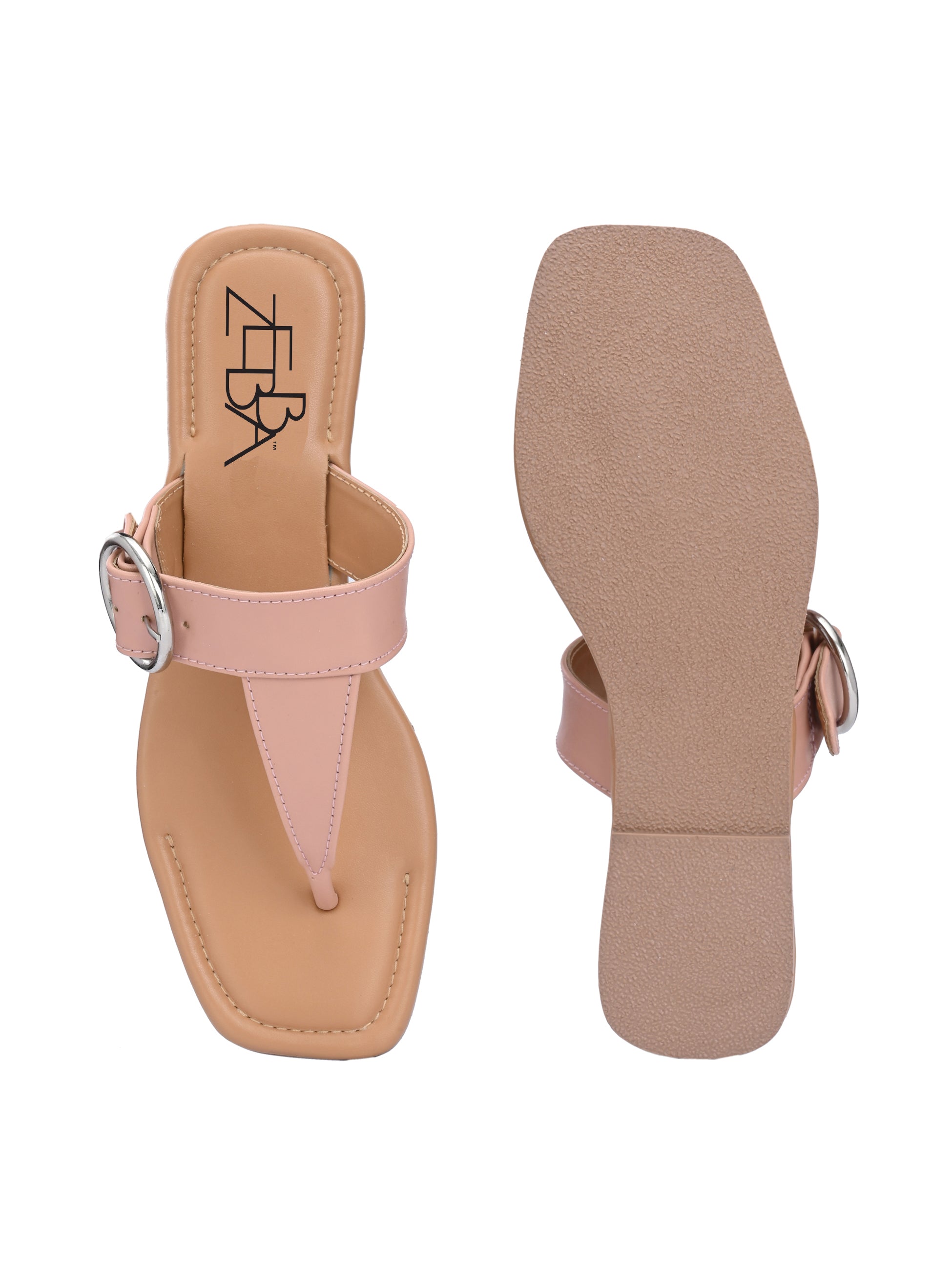 Ziva Nude Buckle Flats