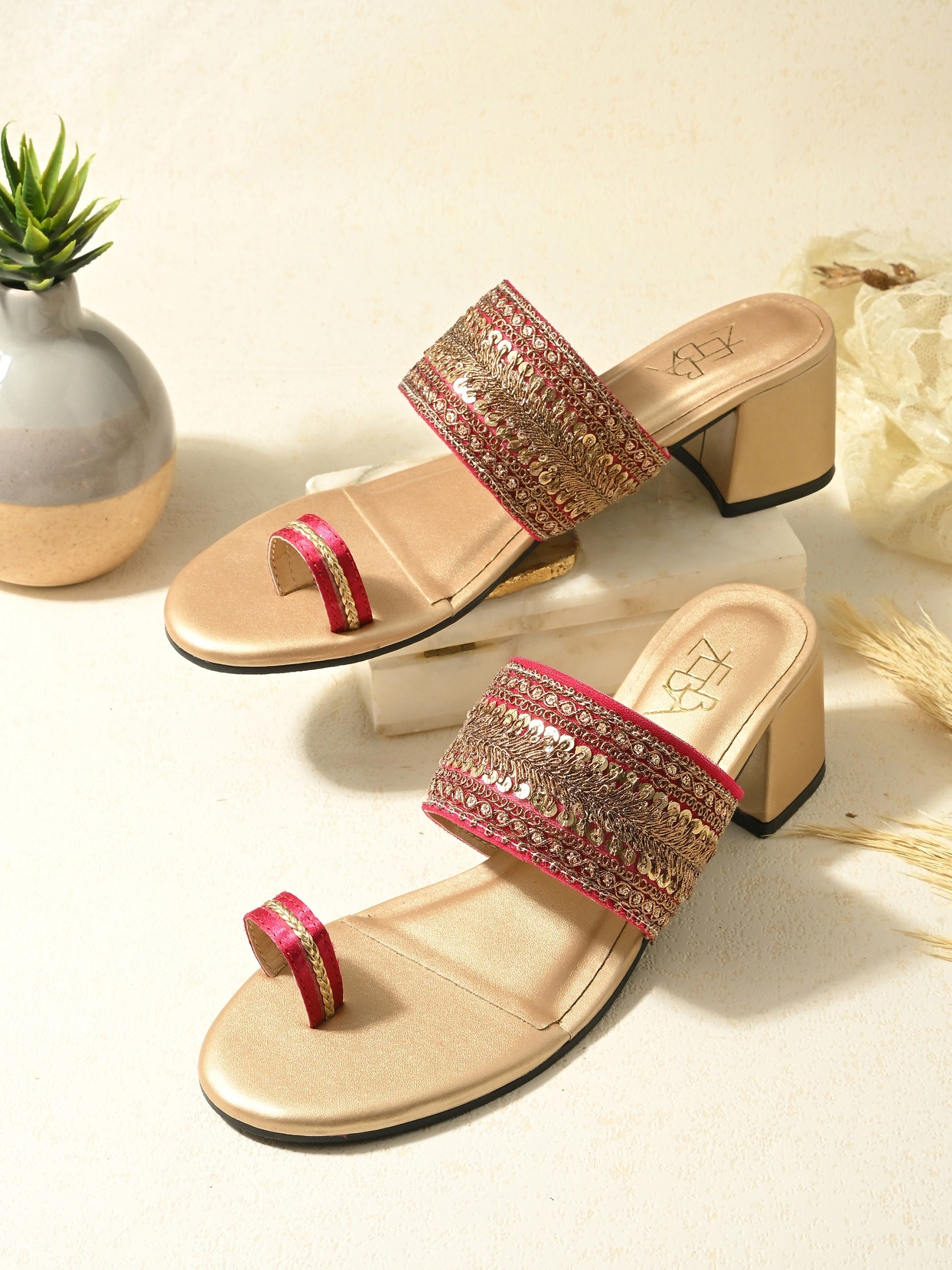 Surma Pink Kolhapuri Heels