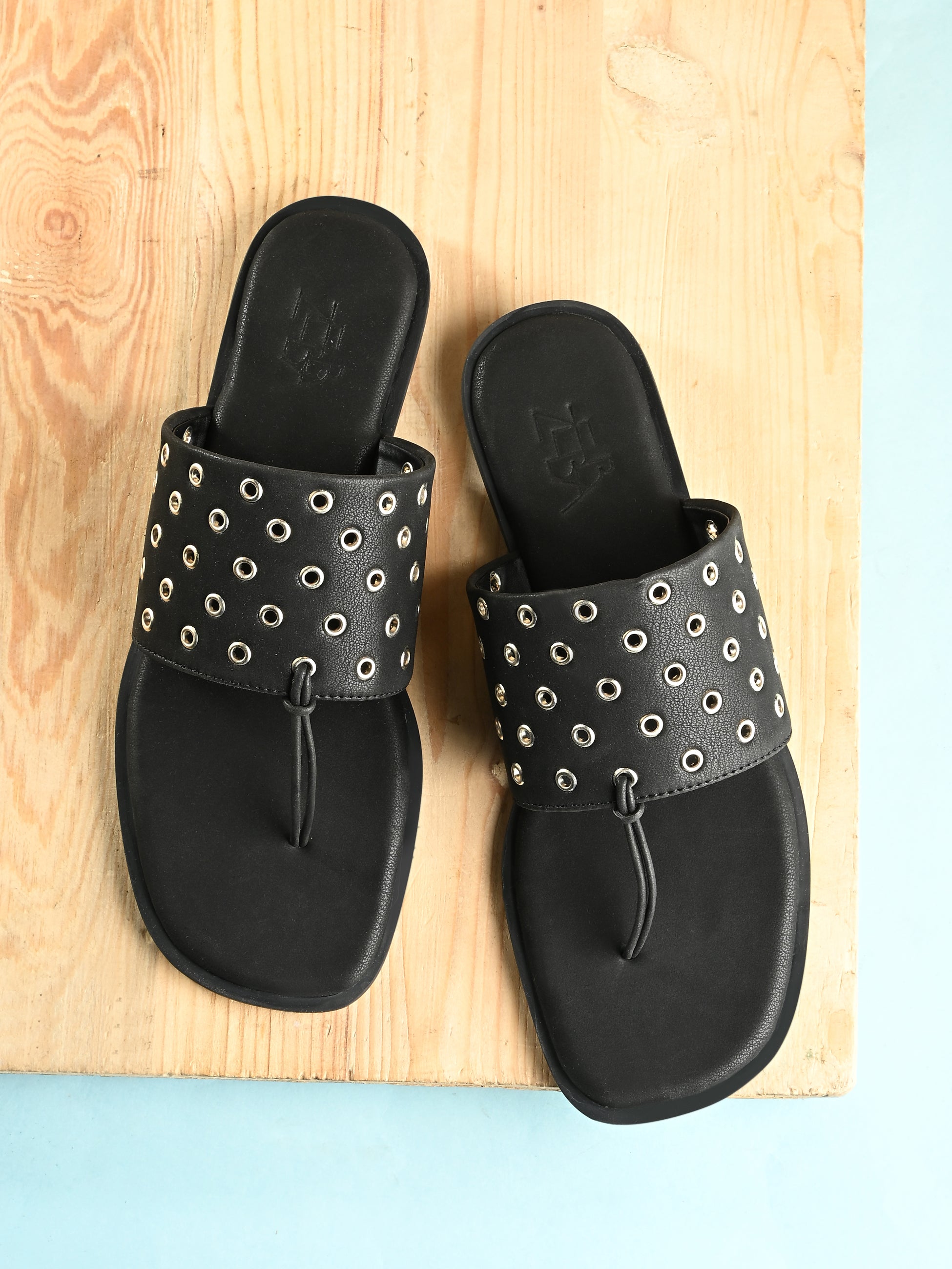 Shareen Black Studded Slip on
