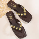 Ana Mocha Studded Flats