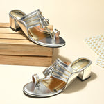 Rozana Silver Kolhapuri heels