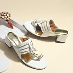 Rozana white Kolhapuri heels