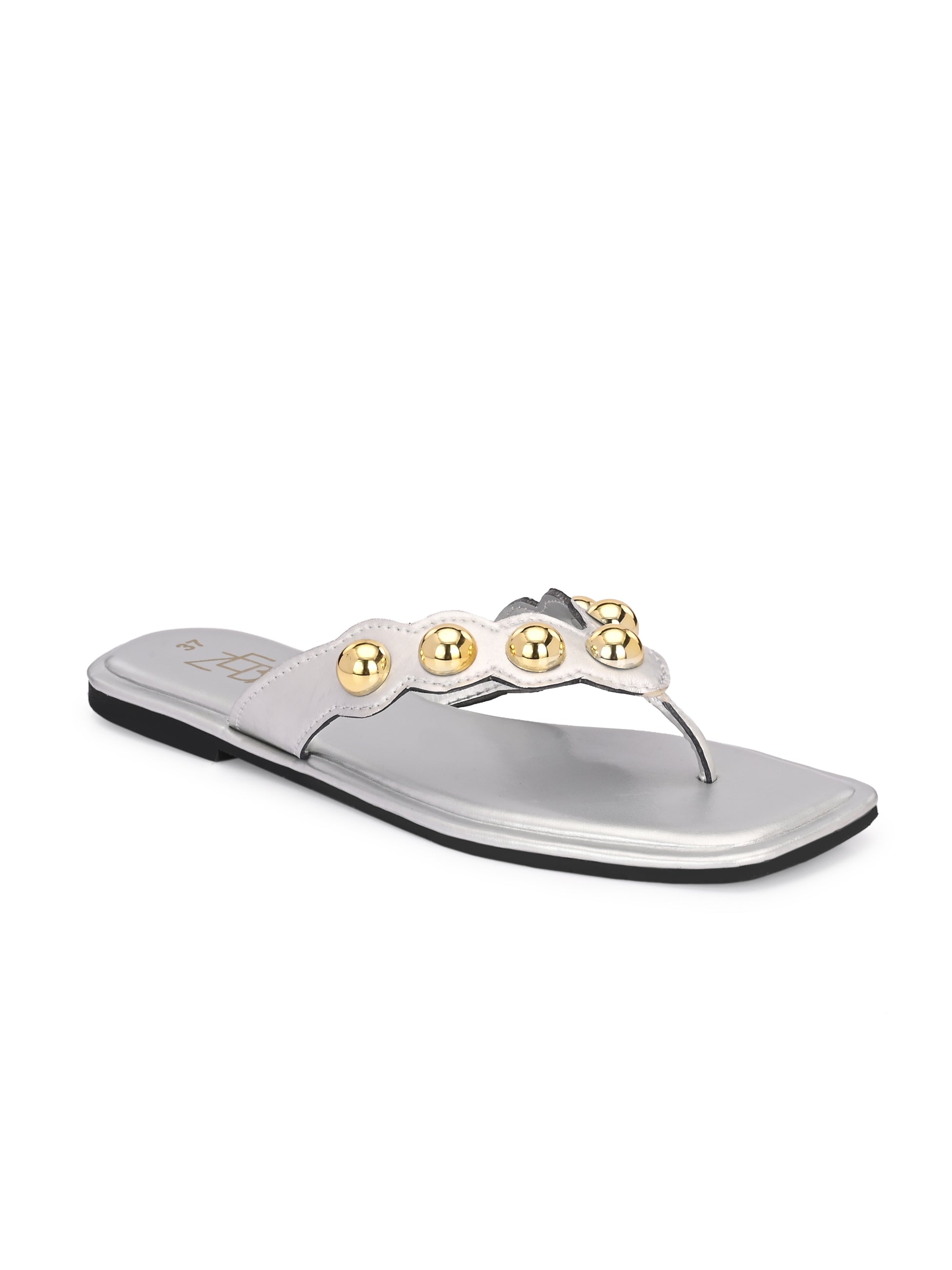 Ana Silver Studded Flats