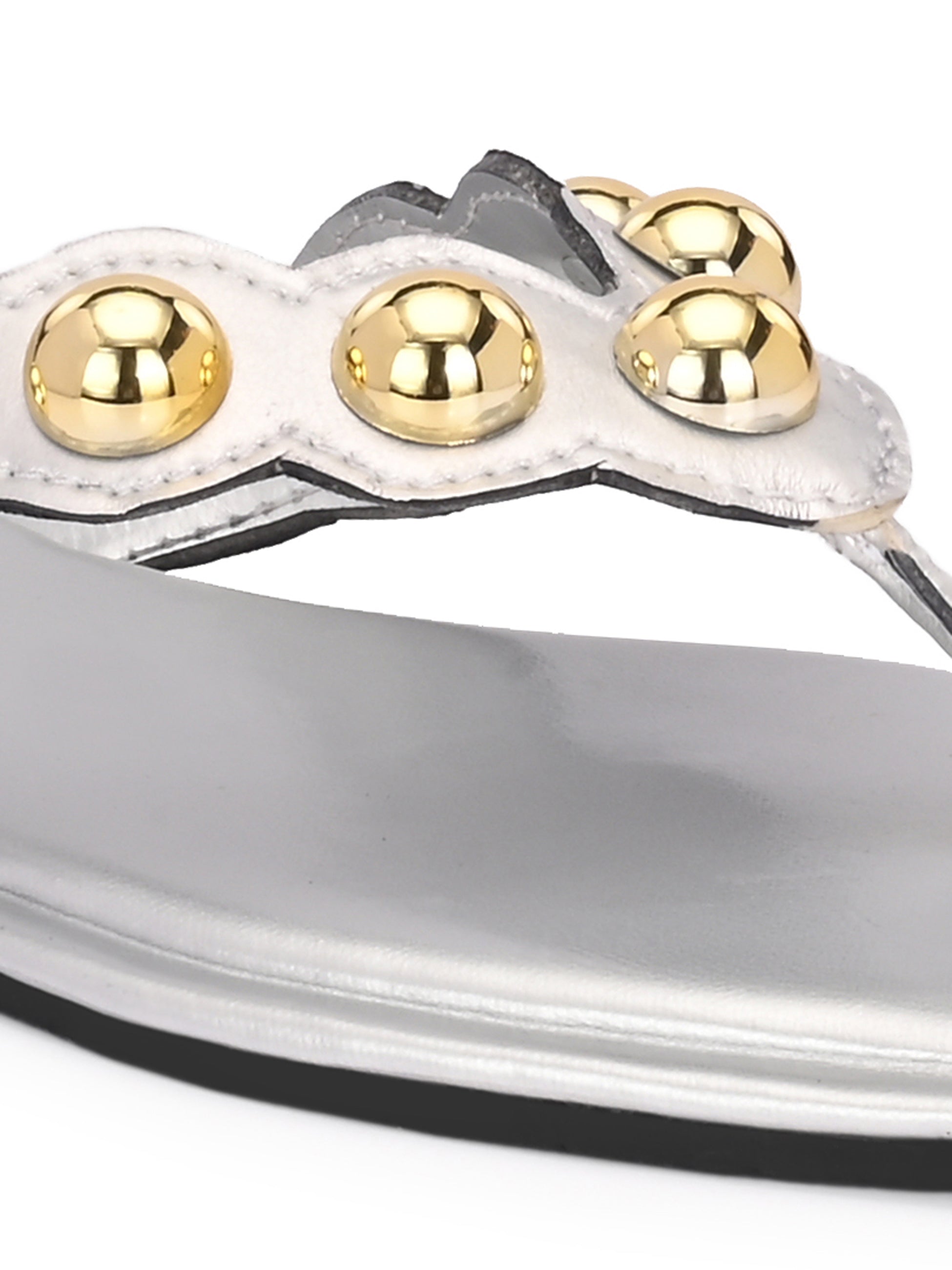 Ana Silver Studded Flats