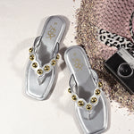 Ana Silver Studded Flats