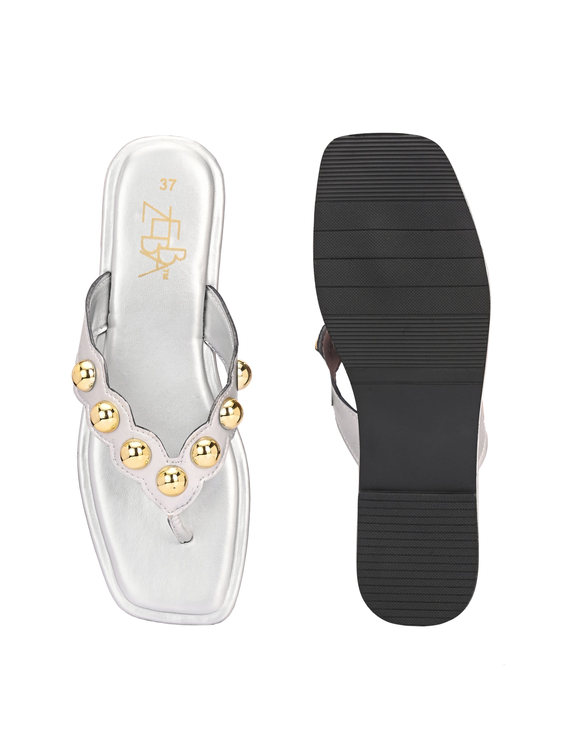 Ana Silver Studded Flats