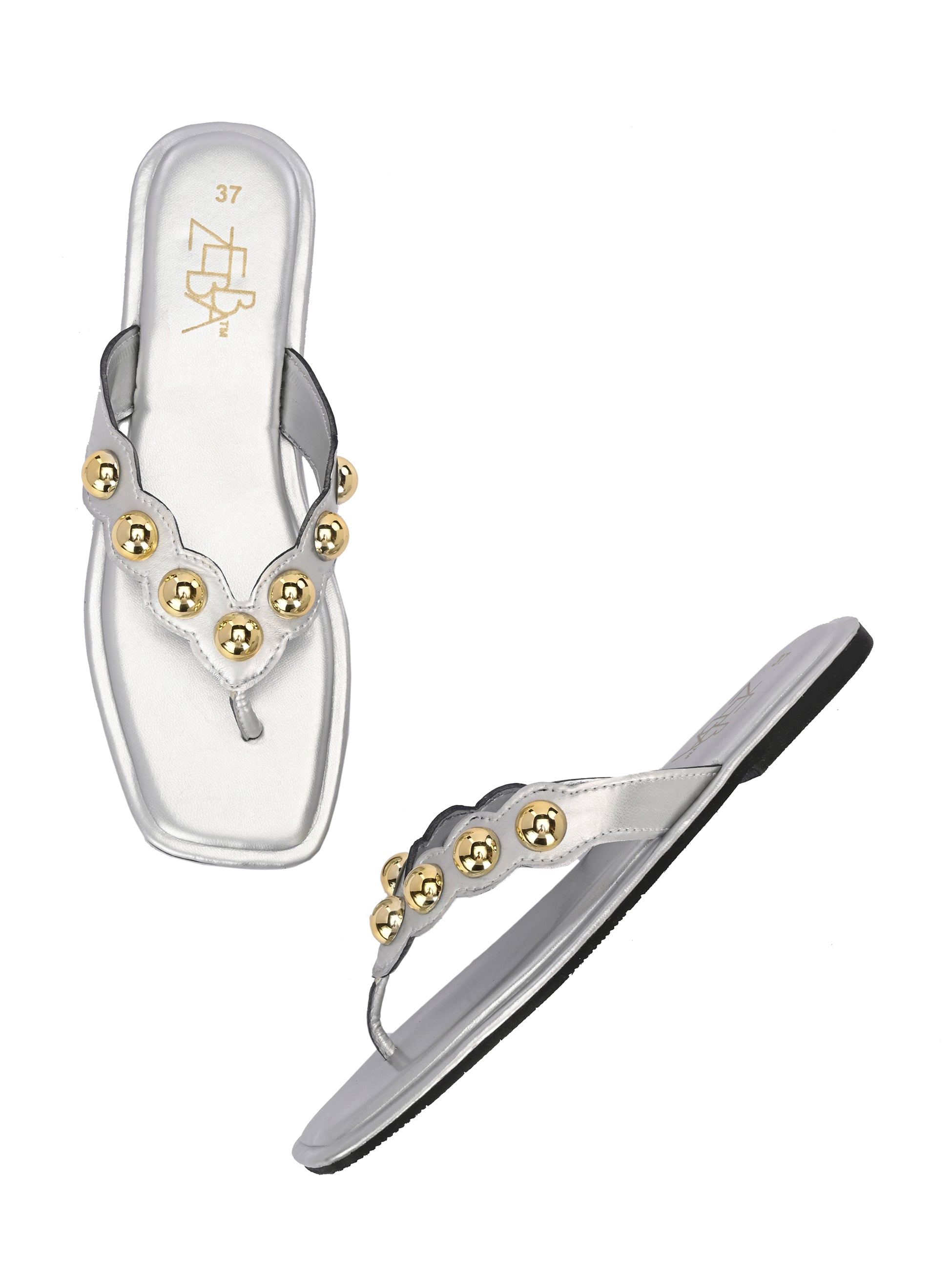 Ana Silver Studded Flats