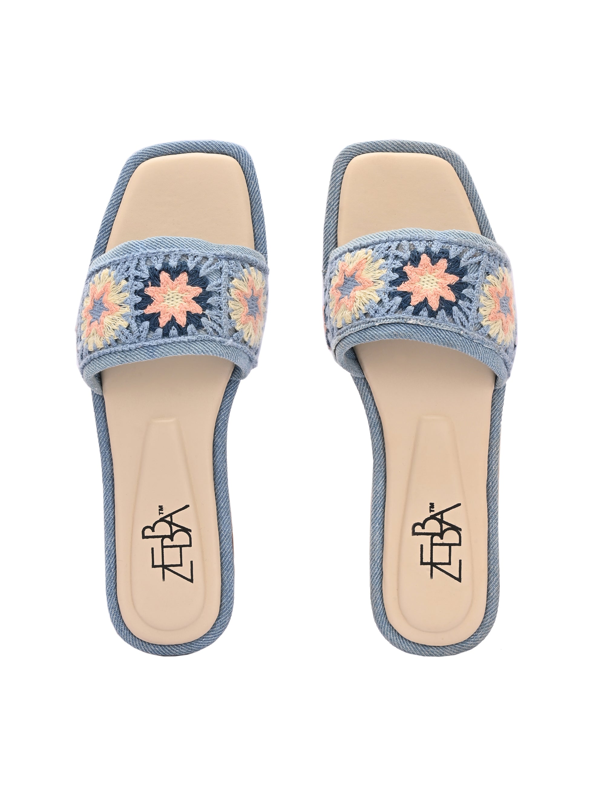 Raha Crochet Denim Flats