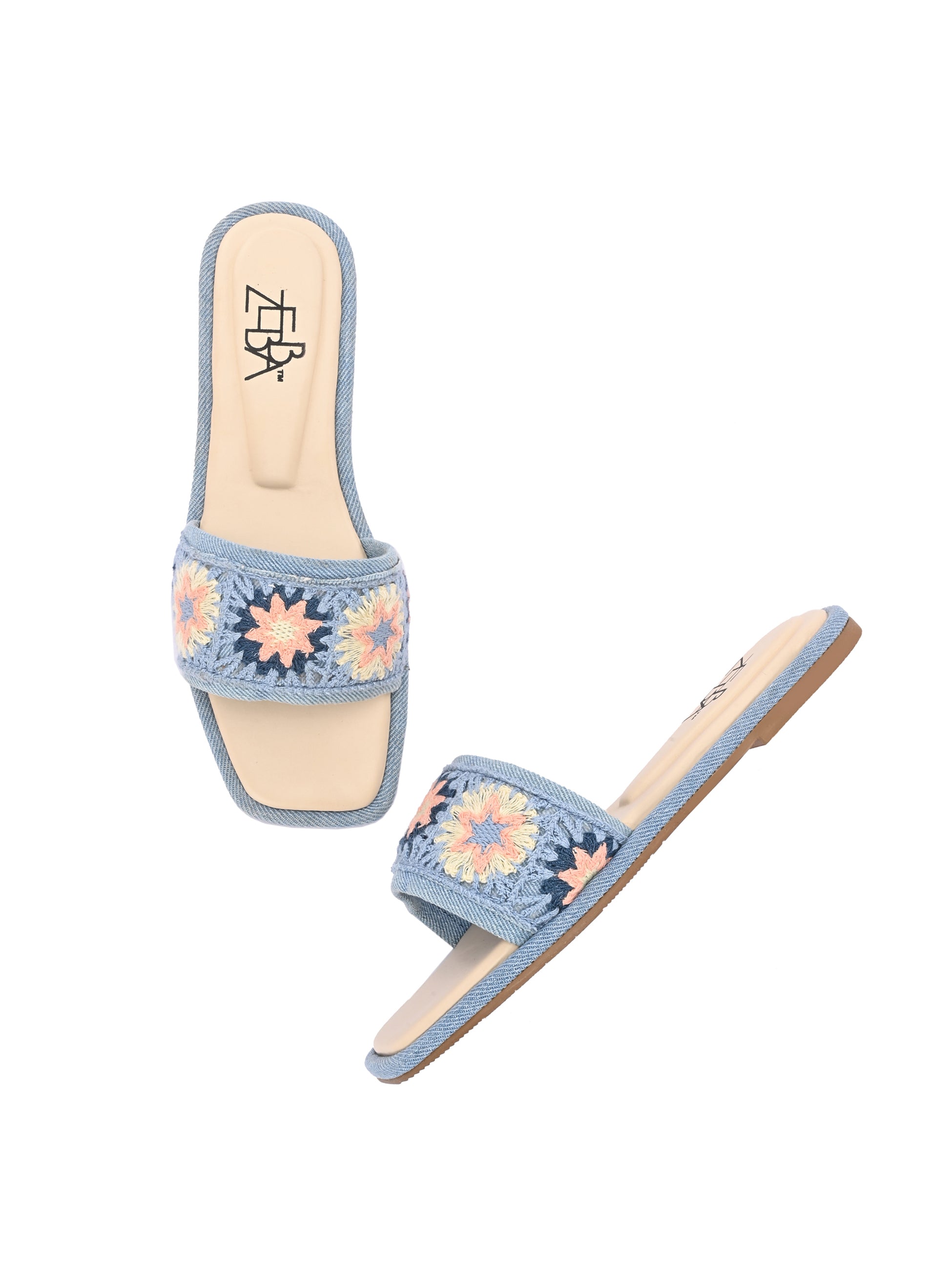 Raha Crochet Denim Flats