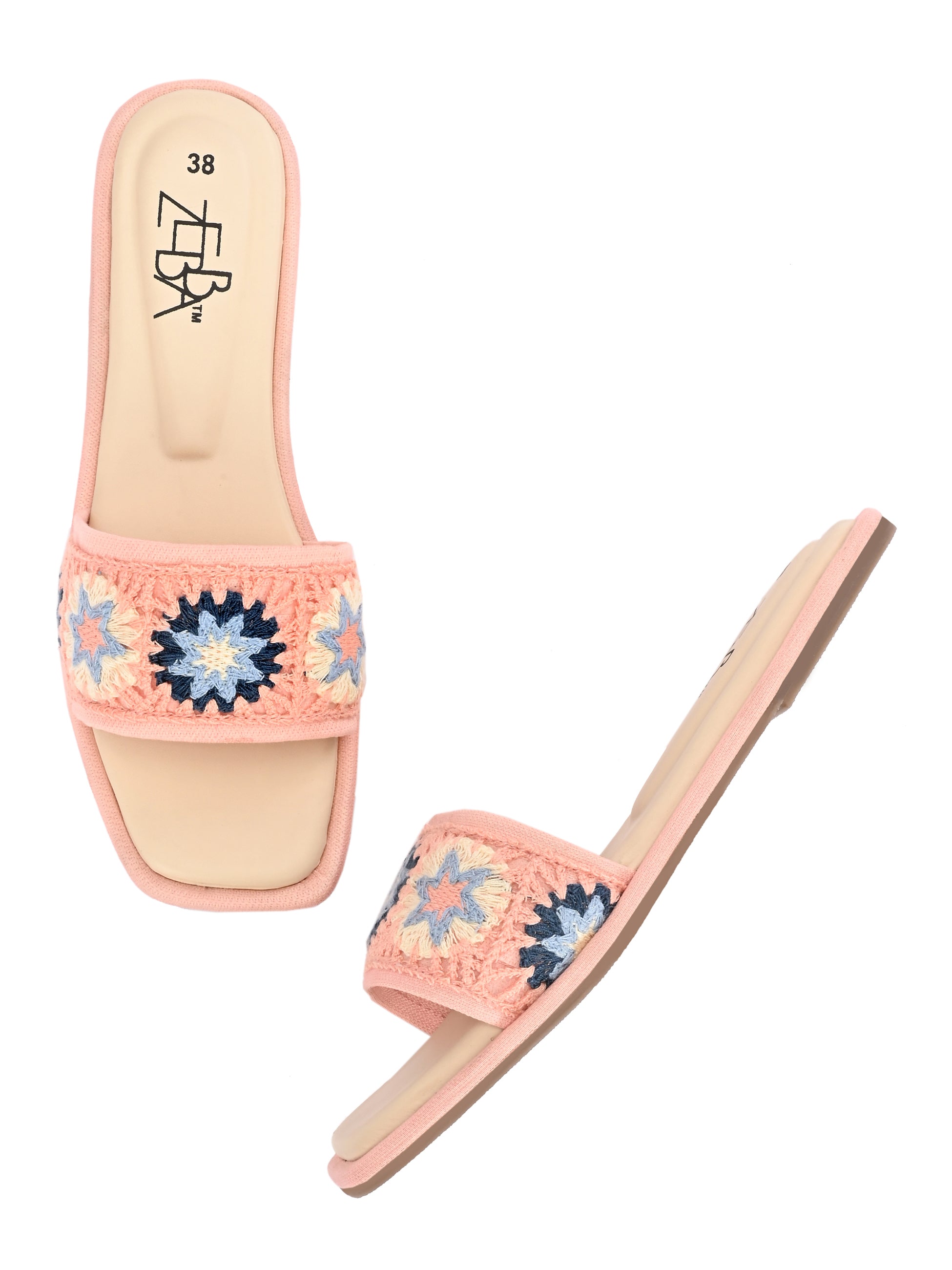 Raha Crochet Denim Flats