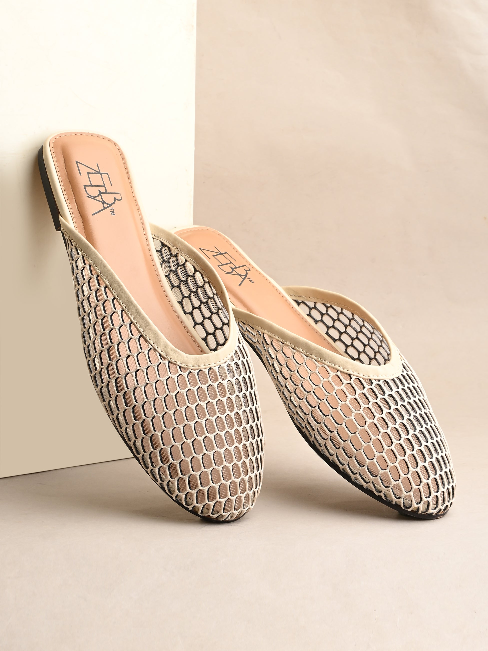 Omid honeycomb Cream mules