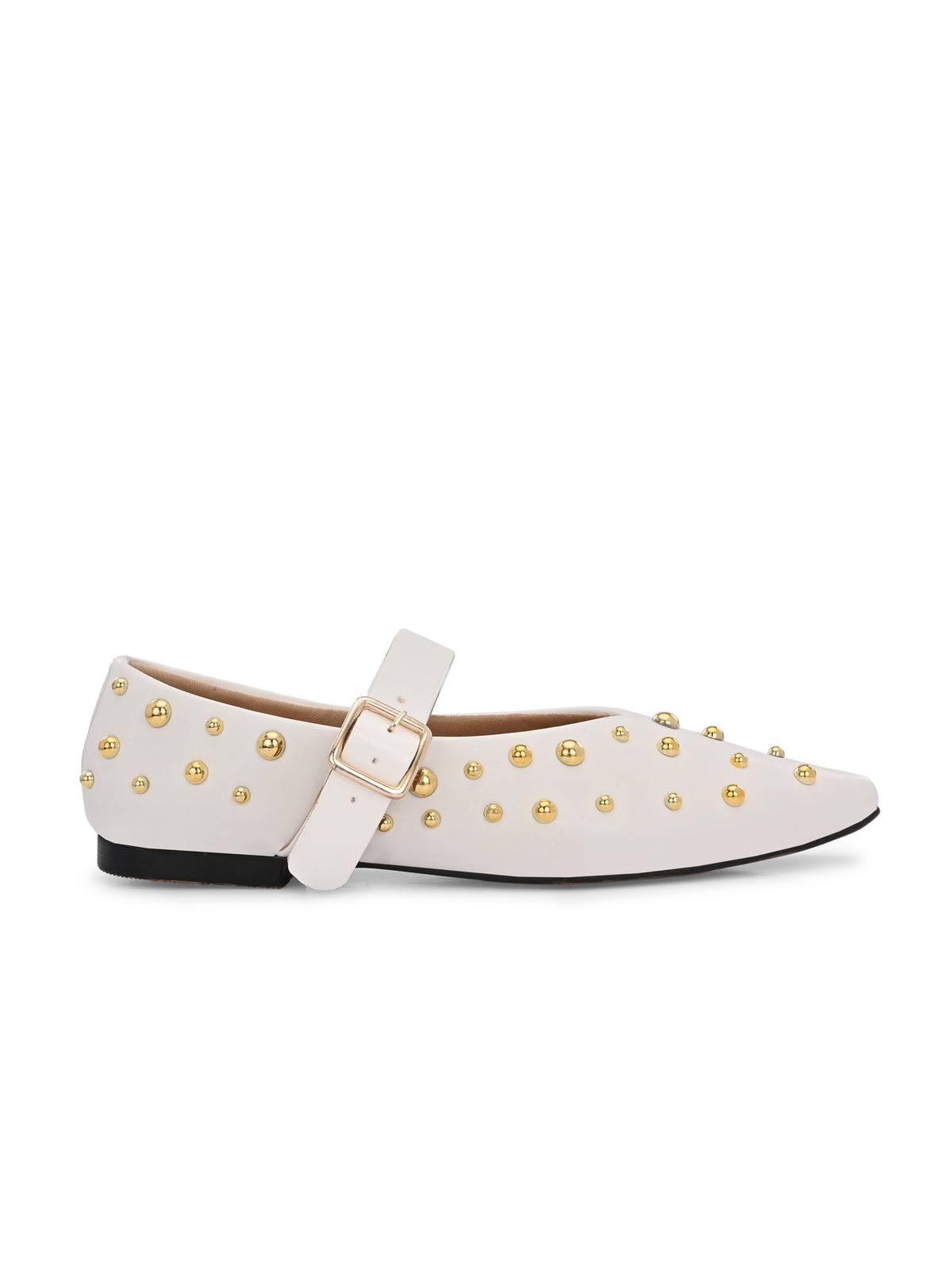 Miso White Studded Ballerina