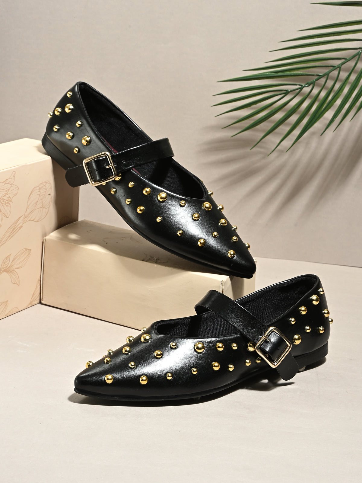Miso Black  Studded Ballerina