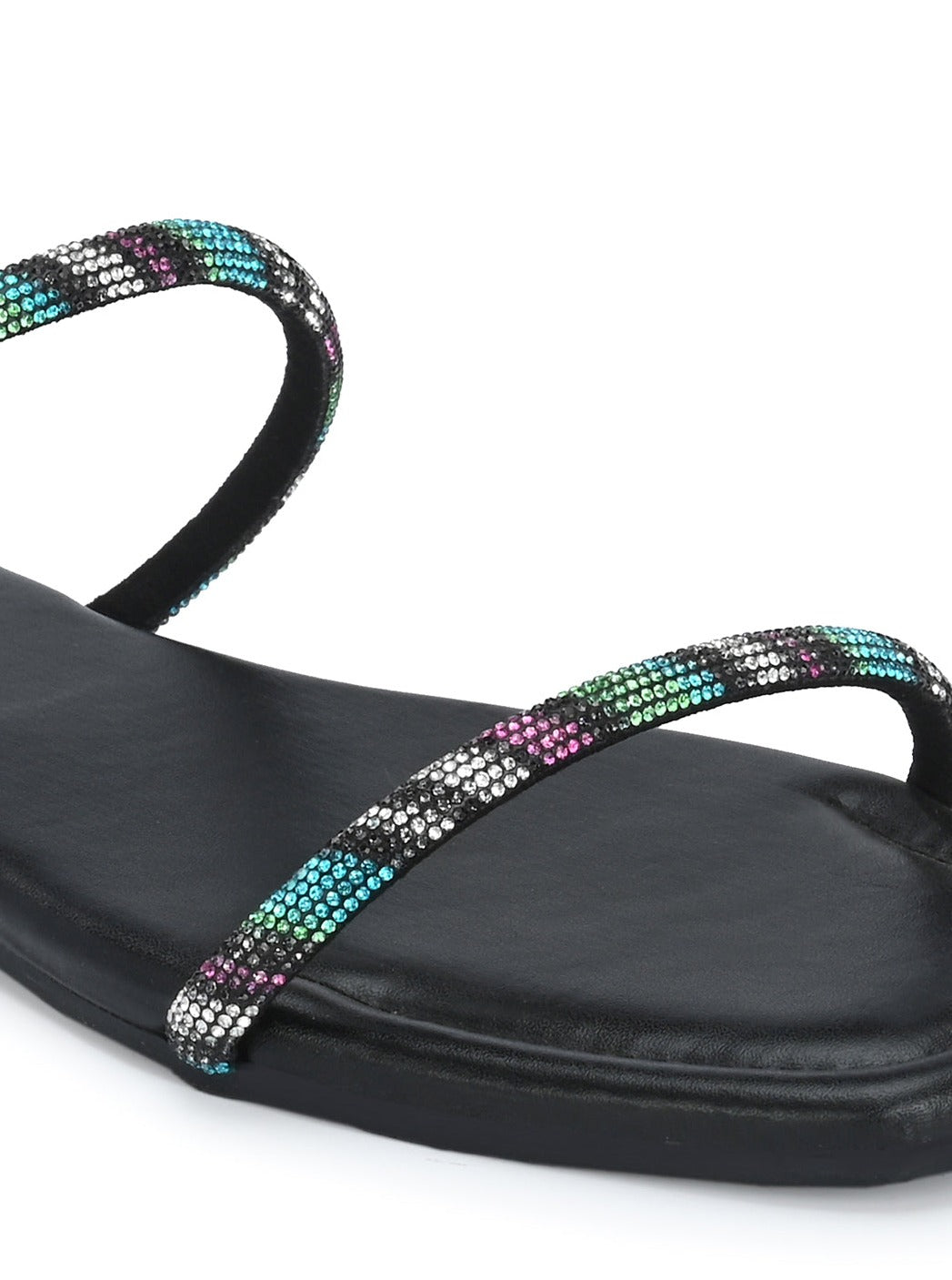 Sheil Black Rhinestone Slip on
