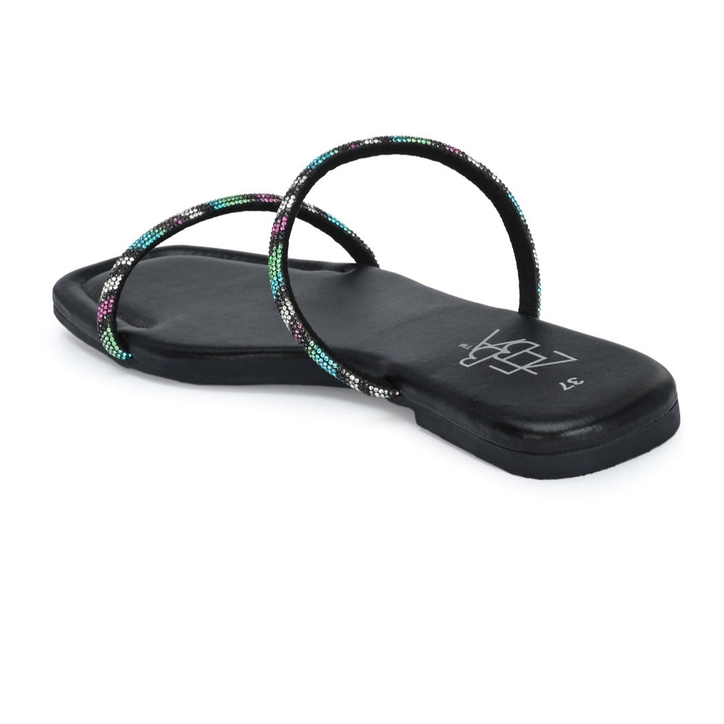 Sheil Black Rhinestone Slip on
