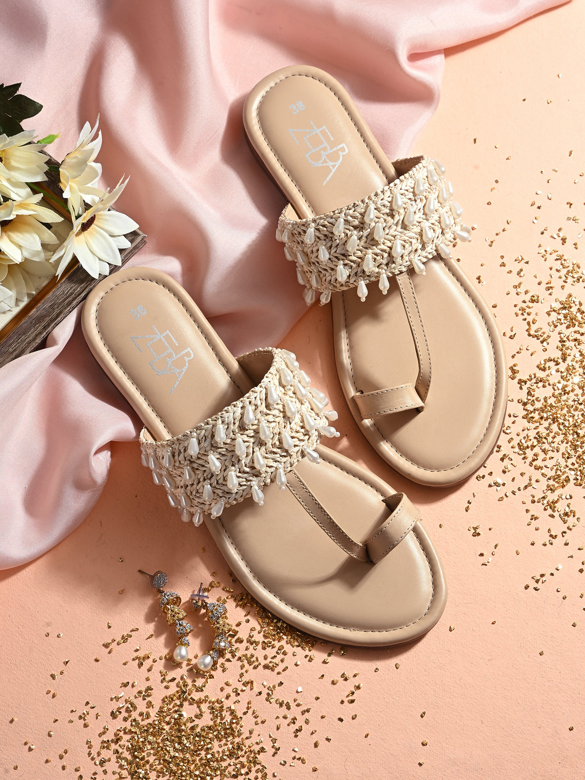 Sabah Raffia and Pearl Embellished Kolhapuri’s