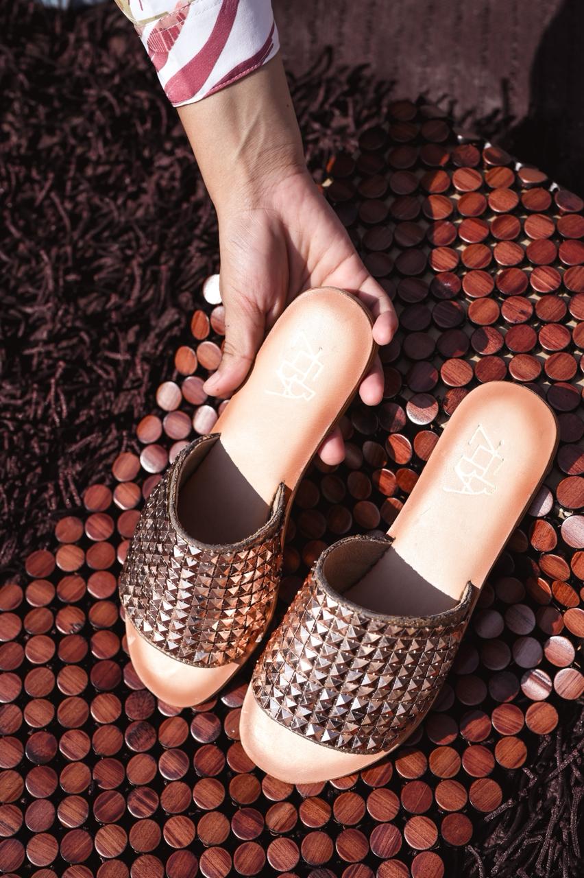 Fiama rosegold Studded Flats