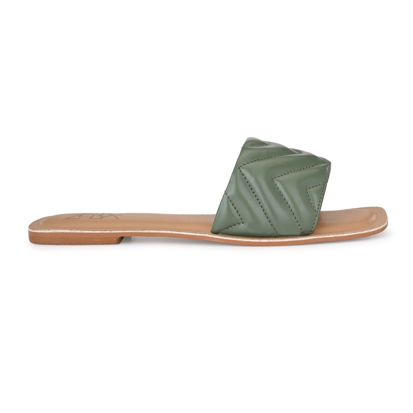 Peaches Quilted Green Flats