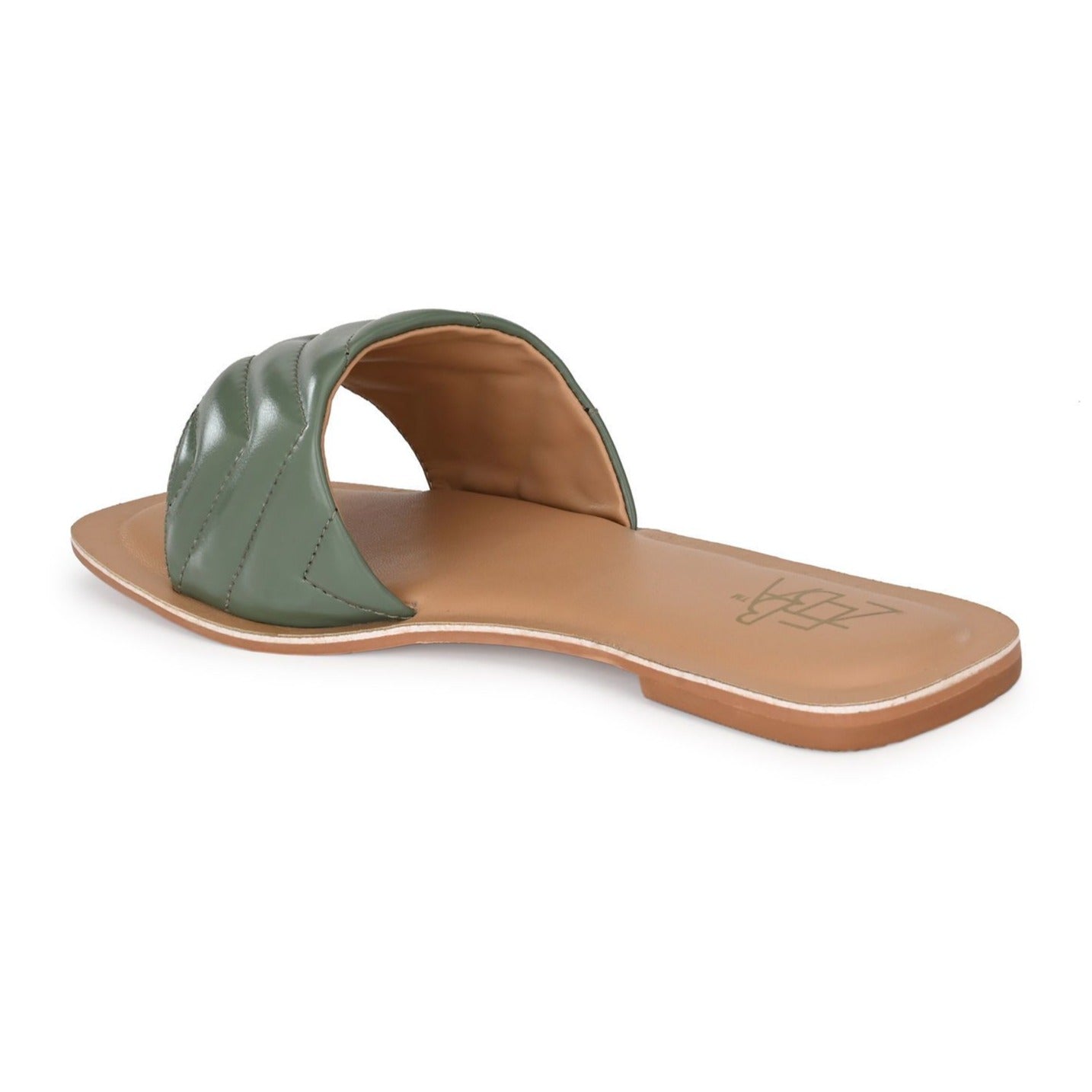 Peaches Quilted Green Flats